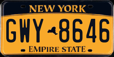 NY license plate GWY8646