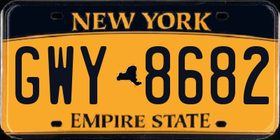 NY license plate GWY8682