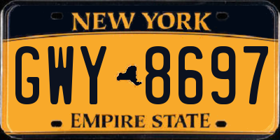NY license plate GWY8697