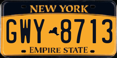NY license plate GWY8713