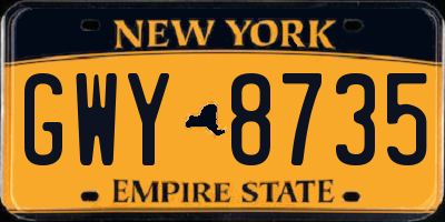 NY license plate GWY8735