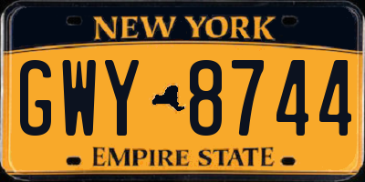 NY license plate GWY8744