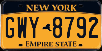 NY license plate GWY8792