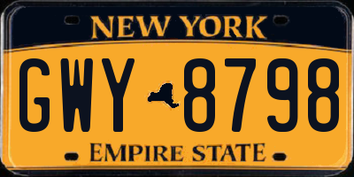 NY license plate GWY8798
