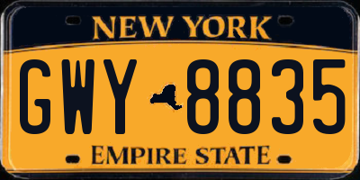 NY license plate GWY8835