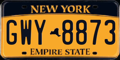NY license plate GWY8873