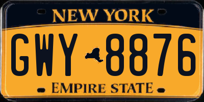 NY license plate GWY8876