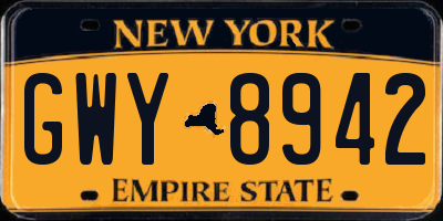 NY license plate GWY8942