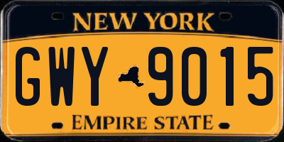 NY license plate GWY9015