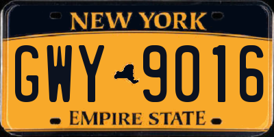 NY license plate GWY9016