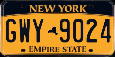 NY license plate GWY9024