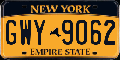 NY license plate GWY9062