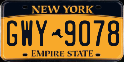 NY license plate GWY9078