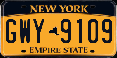 NY license plate GWY9109
