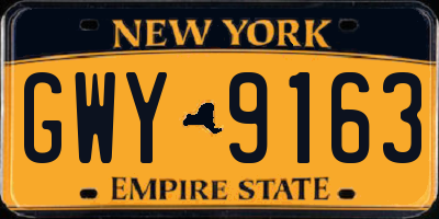 NY license plate GWY9163