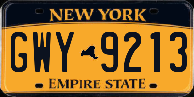 NY license plate GWY9213