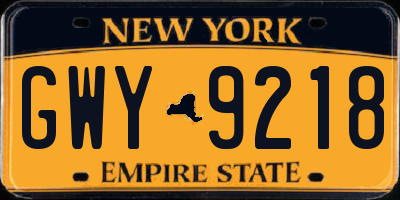NY license plate GWY9218