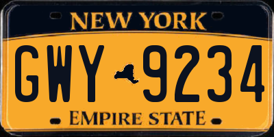 NY license plate GWY9234