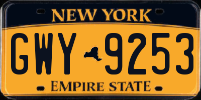 NY license plate GWY9253