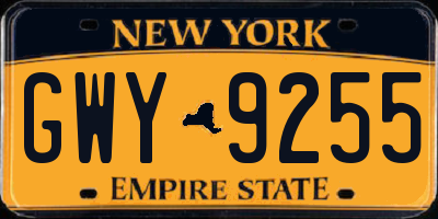 NY license plate GWY9255