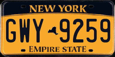 NY license plate GWY9259