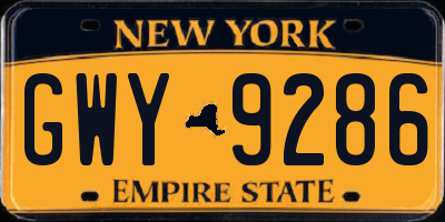 NY license plate GWY9286