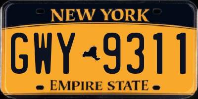 NY license plate GWY9311