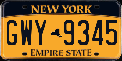 NY license plate GWY9345