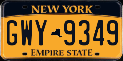 NY license plate GWY9349