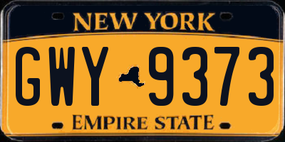 NY license plate GWY9373