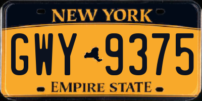 NY license plate GWY9375