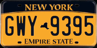 NY license plate GWY9395