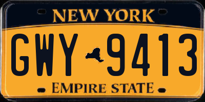 NY license plate GWY9413
