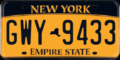 NY license plate GWY9433
