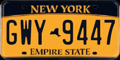 NY license plate GWY9447