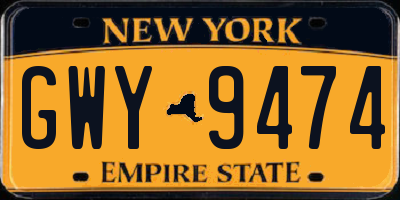 NY license plate GWY9474