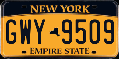 NY license plate GWY9509