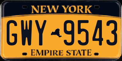 NY license plate GWY9543