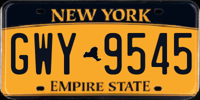 NY license plate GWY9545