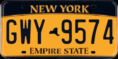 NY license plate GWY9574