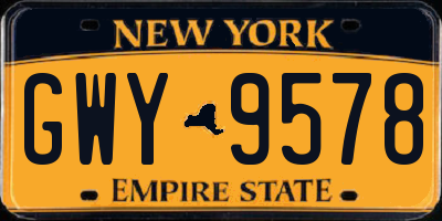 NY license plate GWY9578