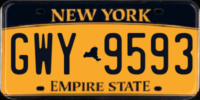 NY license plate GWY9593