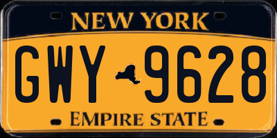 NY license plate GWY9628