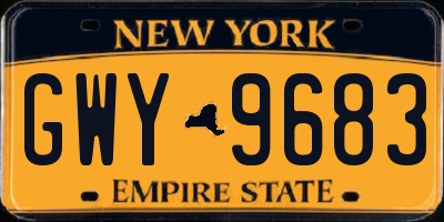NY license plate GWY9683