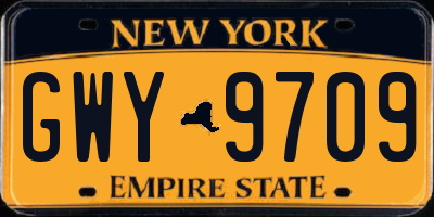 NY license plate GWY9709