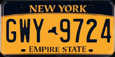 NY license plate GWY9724