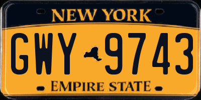 NY license plate GWY9743