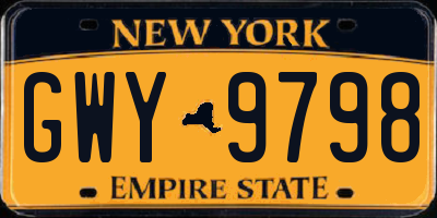 NY license plate GWY9798