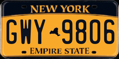 NY license plate GWY9806