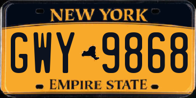 NY license plate GWY9868
